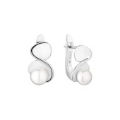 Cercei argint cu perle naturale albe si tortite DiAmanti SK25215EL_W-G